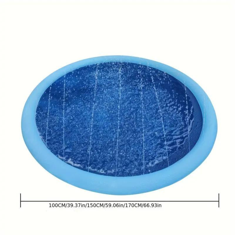 39 Inch Portable Dog Splash Pad - Quick-Set Outdoor Bath & Play Toy with Exciting Sprinkler Fountain - Durable PVC for All Breeds - Interactive Fun in the Sun