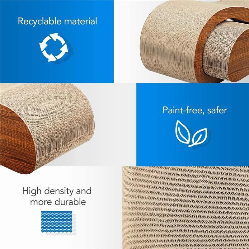 2 in 1 Cat Scratcher Cardboard Lounge Bed - Durable Board Pads Prevents Furniture Damage - Large Scratching Board Cat Scratcher