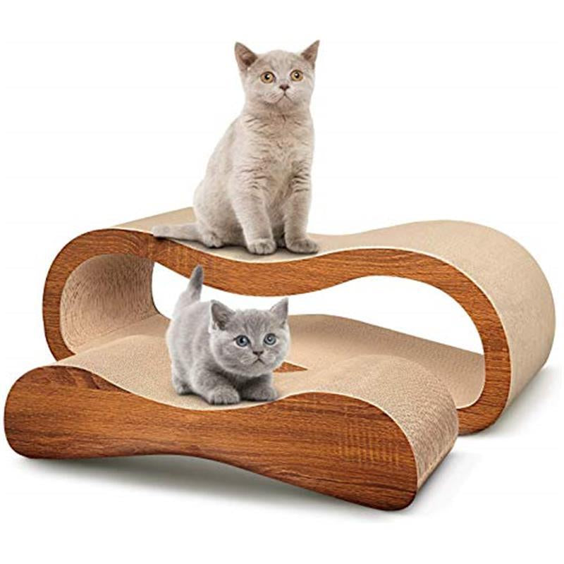 2 in 1 Cat Scratcher Cardboard Lounge Bed - Durable Board Pads Prevents Furniture Damage - Large Scratching Board Cat Scratcher