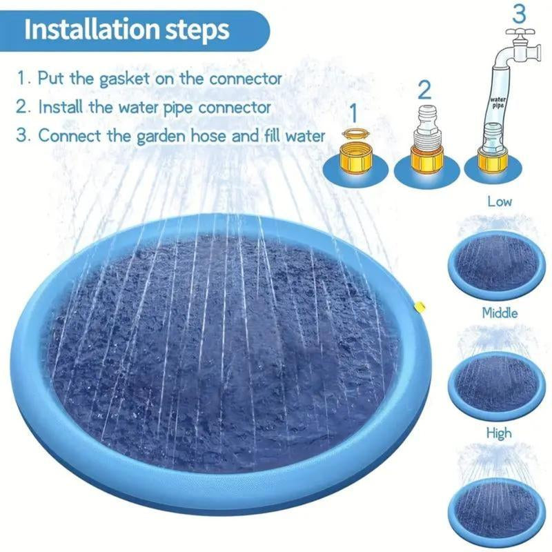 39 Inch Portable Dog Splash Pad - Quick-Set Outdoor Bath & Play Toy with Exciting Sprinkler Fountain - Durable PVC for All Breeds - Interactive Fun in the Sun