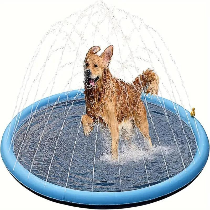 39 Inch Portable Dog Splash Pad - Quick-Set Outdoor Bath & Play Toy with Exciting Sprinkler Fountain - Durable PVC for All Breeds - Interactive Fun in the Sun