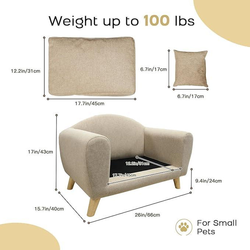 DAWNYIELD Dog Sofa Bed for Small Dogs & Cats, Leopard Pattern, Memory Foam, Low Back, Anti-Skid Pads, Velvet Fabric, Easy to Assemble