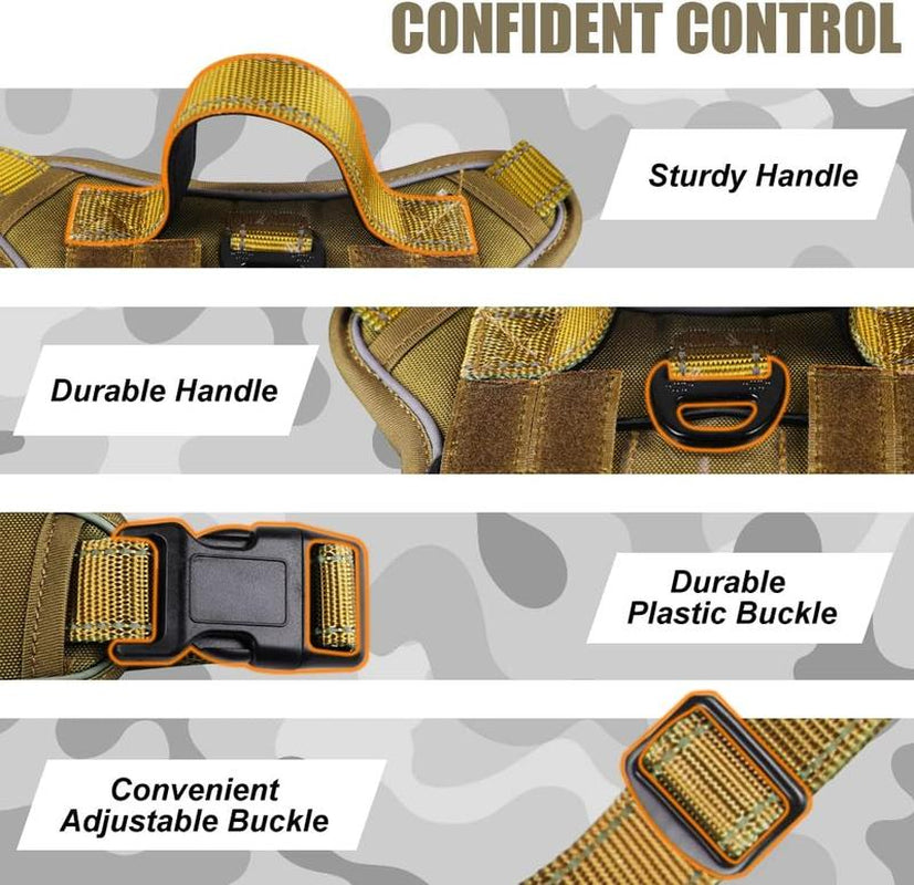 Tactical Dog Harness – No Pull Adjustable Training Vest for Small, Medium, and Large Dogs, Reflective and Easy Control Pet Harness