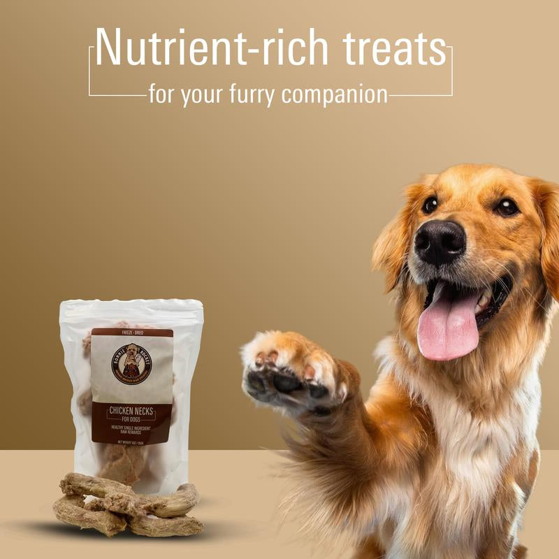 Bonnie Rocket Chicken Neck Treats for Dogs & Cats Freeze Dried, Healthy & Raw Treats Rich in Calcium & Phosphorus Promotes Healthy Joints, Skin & Fur