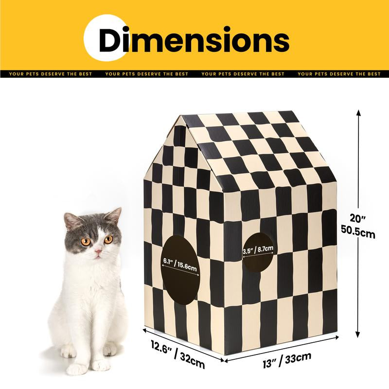Conlun Cardboard Cat House with Cat Scratch Pad, Catnip, Easy-To-Assemble Cat Scratcher for Indoor Cats & Small Animals #Springtok Pet Supplies Home Natural