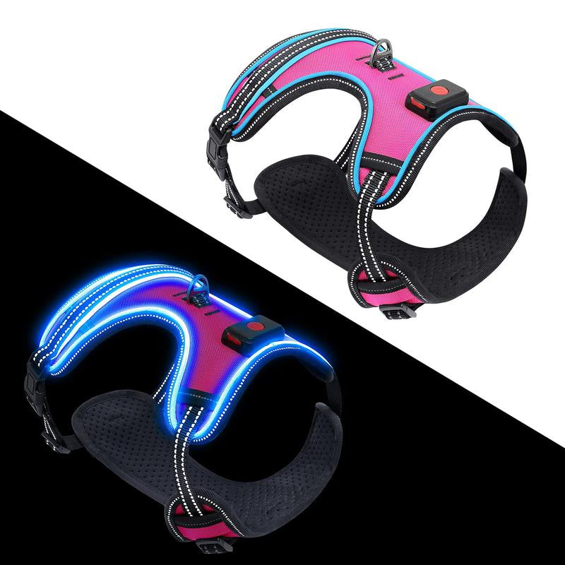 Rechargeable LED Dog Harness with Adjustable Leash - Pet Supplies for Small, Medium, and Large Dogs