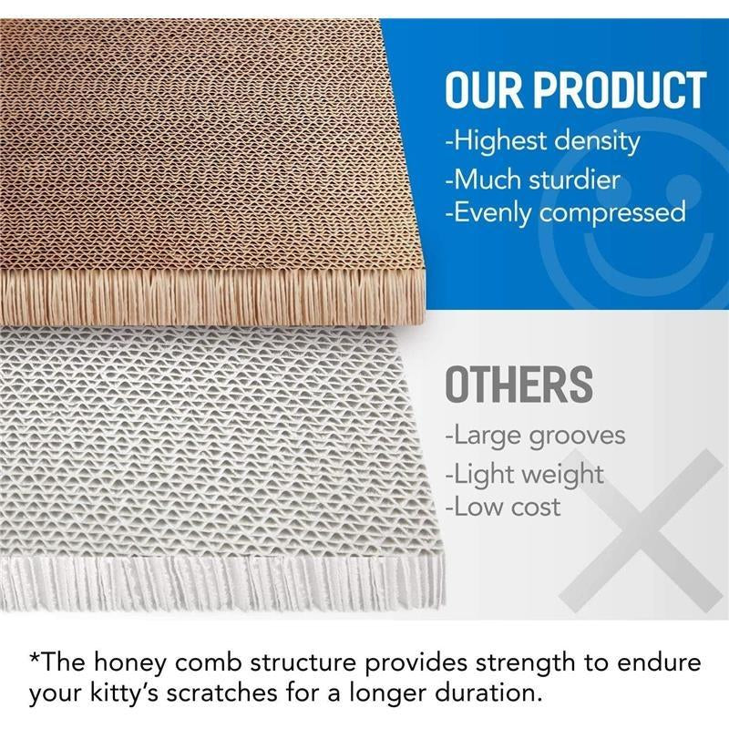 2 in 1 Cat Scratcher Cardboard Lounge Bed - Durable Board Pads Prevents Furniture Damage - Large Scratching Board Cat Scratcher