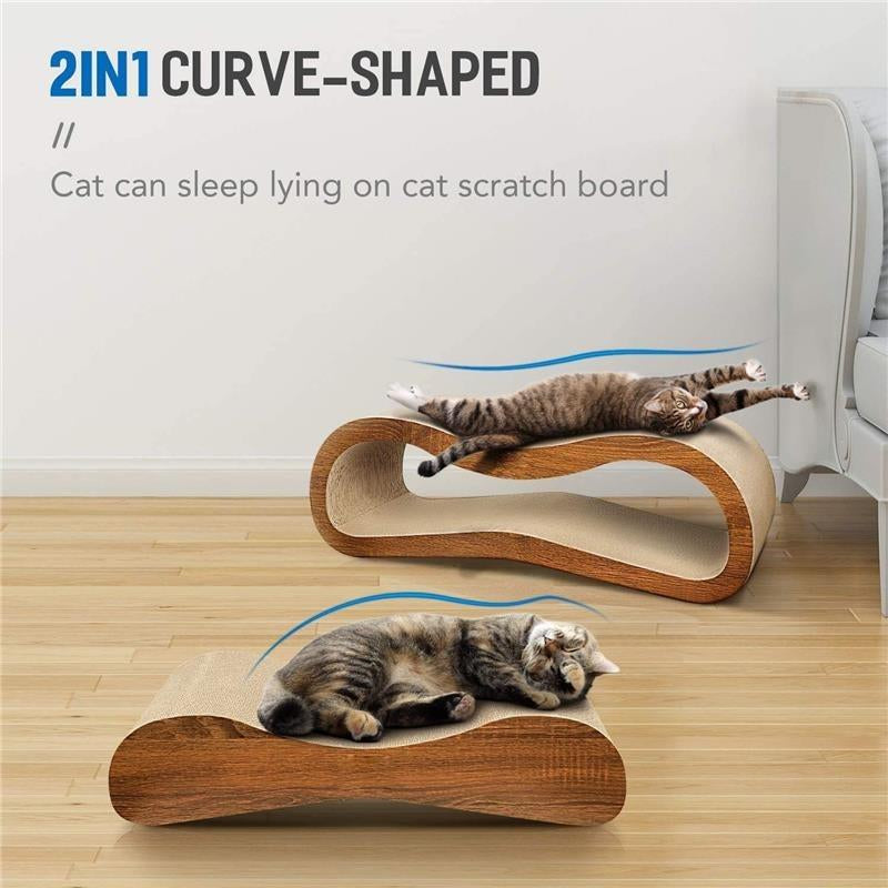 2 in 1 Cat Scratcher Cardboard Lounge Bed - Durable Board Pads Prevents Furniture Damage - Large Scratching Board Cat Scratcher