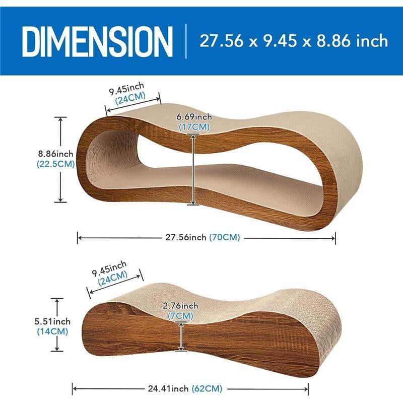 2 in 1 Cat Scratcher Cardboard Lounge Bed - Durable Board Pads Prevents Furniture Damage - Large Scratching Board Cat Scratcher