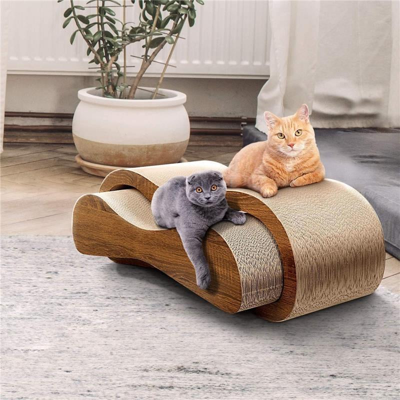 2 in 1 Cat Scratcher Cardboard Lounge Bed - Durable Board Pads Prevents Furniture Damage - Large Scratching Board Cat Scratcher