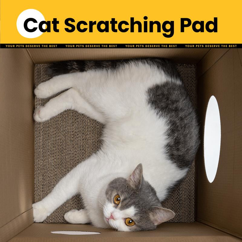 Conlun Cardboard Cat House with Cat Scratch Pad, Catnip, Easy-To-Assemble Cat Scratcher for Indoor Cats & Small Animals #Springtok Pet Supplies Home Natural