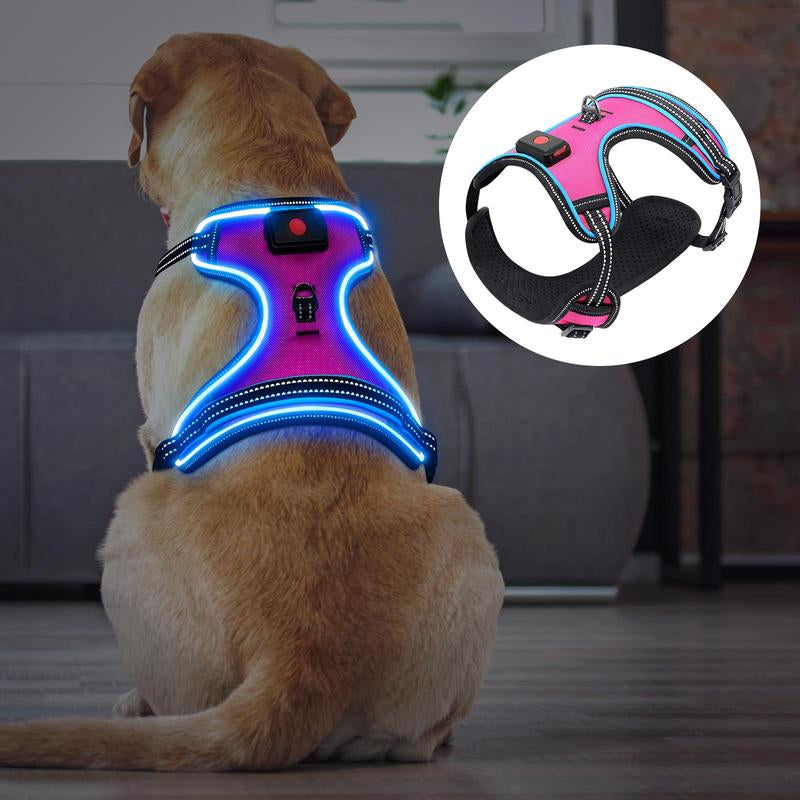 Rechargeable LED Dog Harness with Adjustable Leash - Pet Supplies for Small, Medium, and Large Dogs