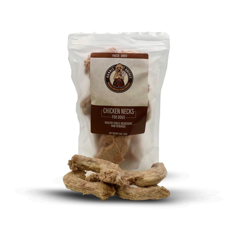 Bonnie Rocket Chicken Neck Treats for Dogs & Cats Freeze Dried, Healthy & Raw Treats Rich in Calcium & Phosphorus Promotes Healthy Joints, Skin & Fur