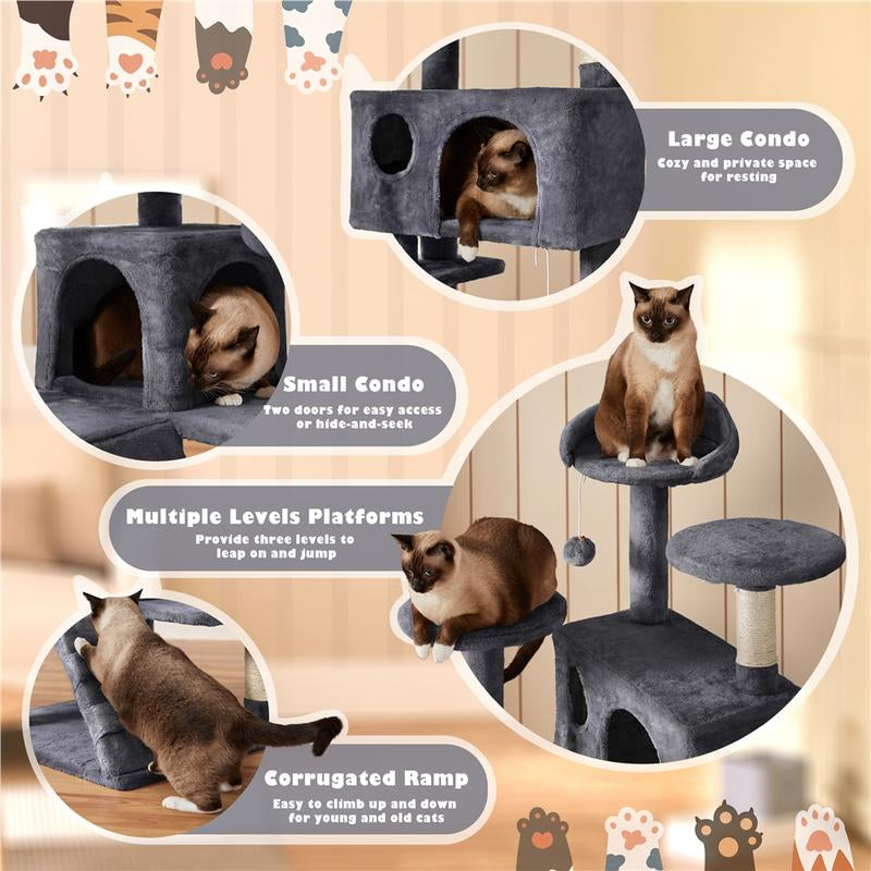 Yaheetech 54-Inch Cat Tree Tower with Condo and Scratch Post for Kittens and Small Pets