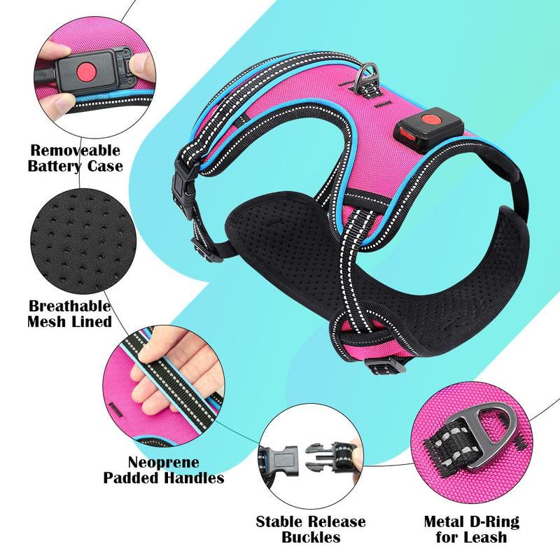 Rechargeable LED Dog Harness with Adjustable Leash - Pet Supplies for Small, Medium, and Large Dogs