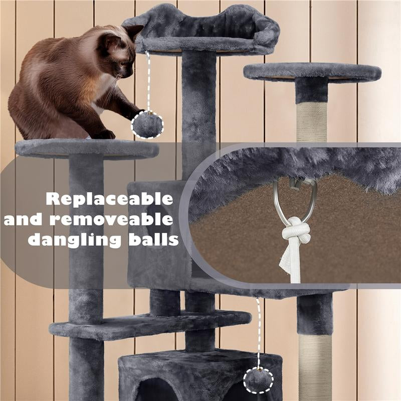 Yaheetech 54-Inch Cat Tree Tower with Condo and Scratch Post for Kittens and Small Pets