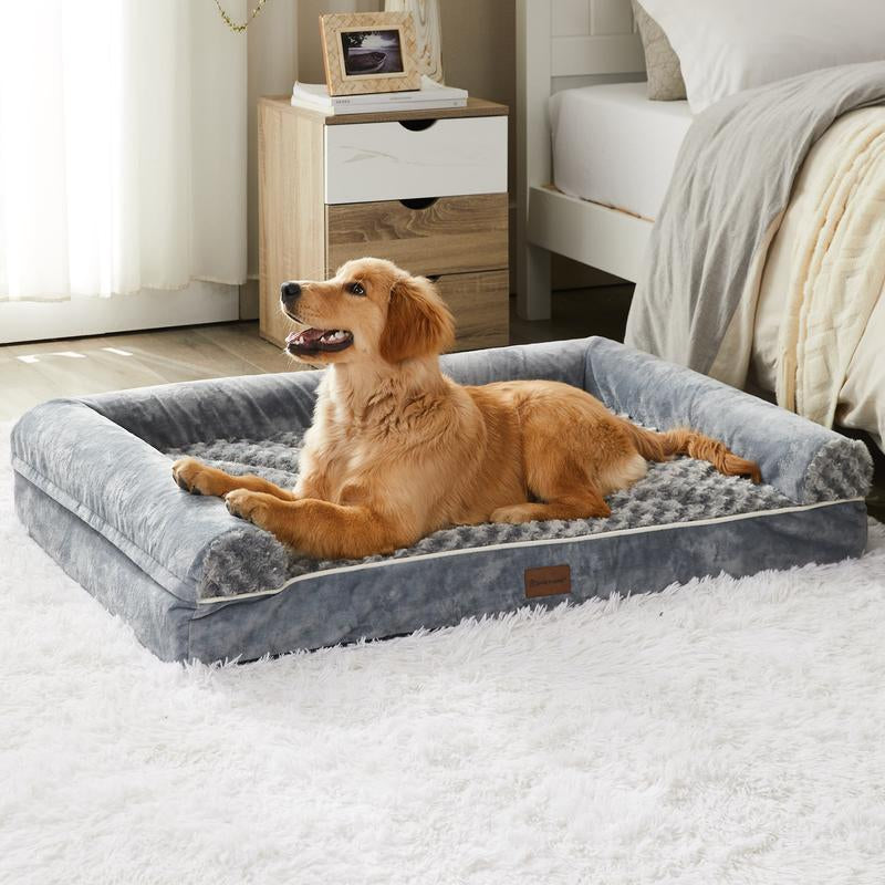 【Father'S Day Special】Orthopedic Dog Bed for Large Size Dogs, Supportive Memory Foam Dog Sofa with Washable Removable Cover, Non-Slip Base, Waterproof Pet Couch Bed