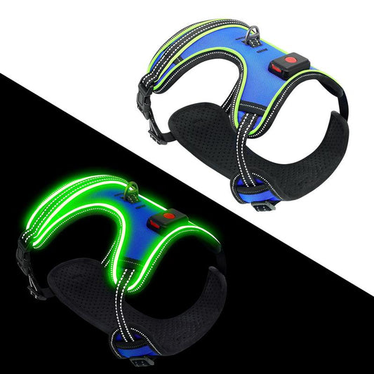 Rechargeable LED Dog Harness with Adjustable Leash - Pet Supplies for Small, Medium, and Large Dogs