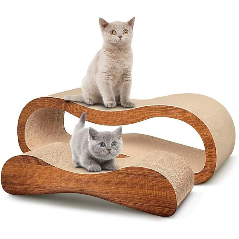 2 in 1 Cat Scratcher Cardboard Lounge Bed - Durable Board Pads Prevents Furniture Damage - Large Scratching Board Cat Scratcher