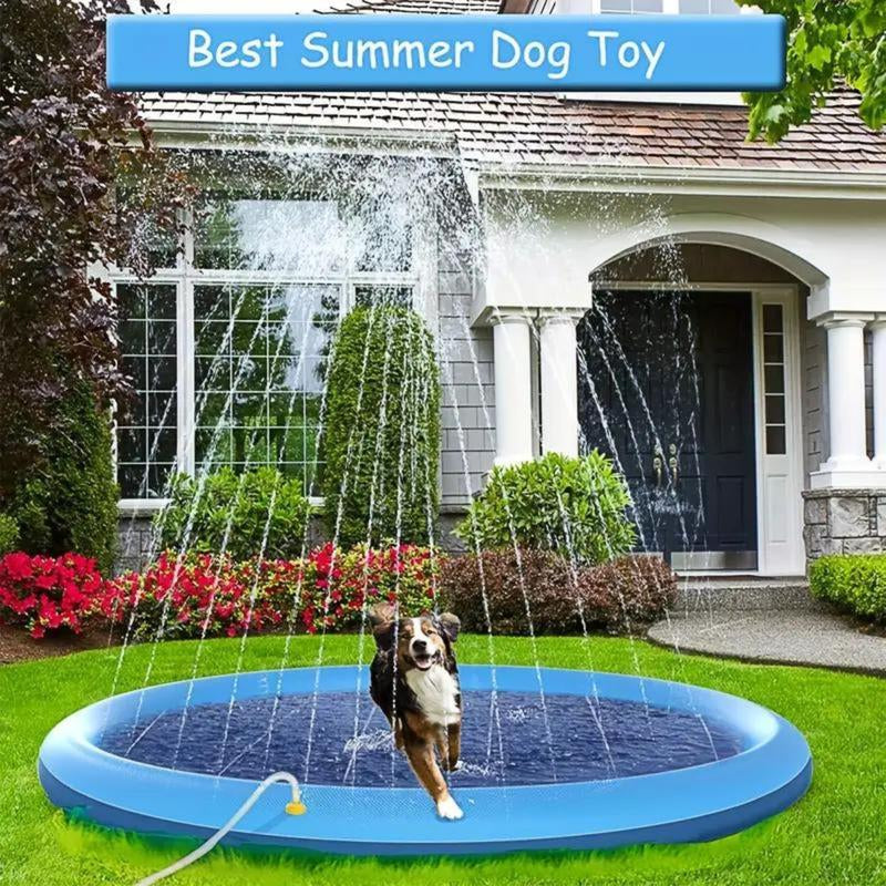 39 Inch Portable Dog Splash Pad - Quick-Set Outdoor Bath & Play Toy with Exciting Sprinkler Fountain - Durable PVC for All Breeds - Interactive Fun in the Sun