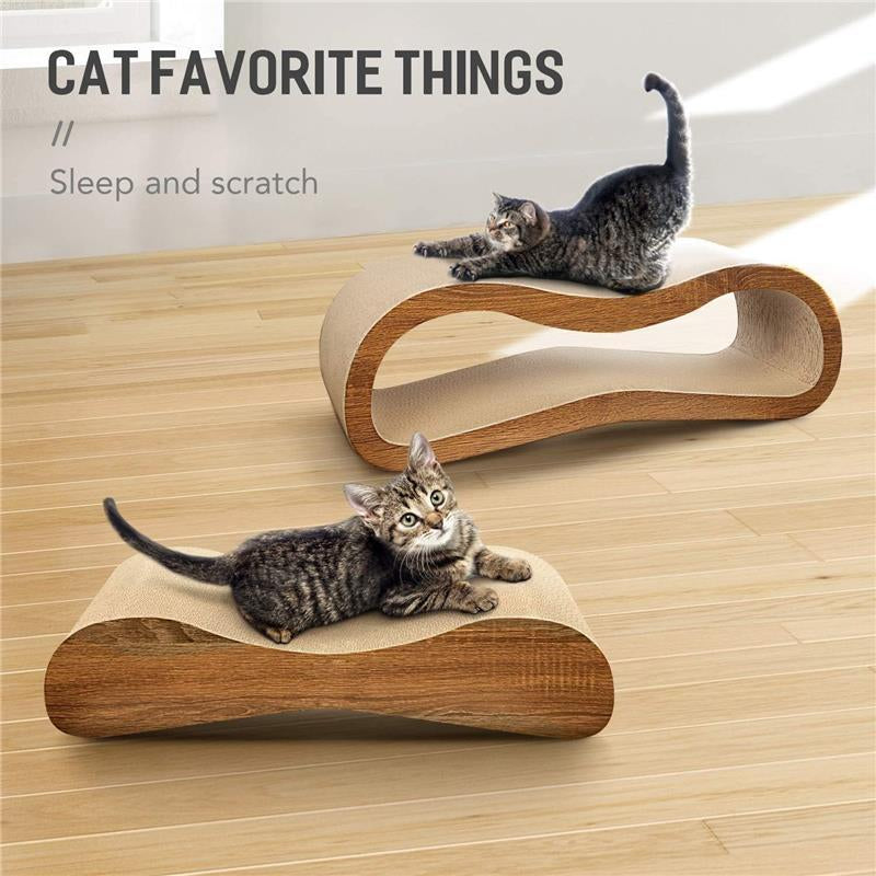 2 in 1 Cat Scratcher Cardboard Lounge Bed - Durable Board Pads Prevents Furniture Damage - Large Scratching Board Cat Scratcher